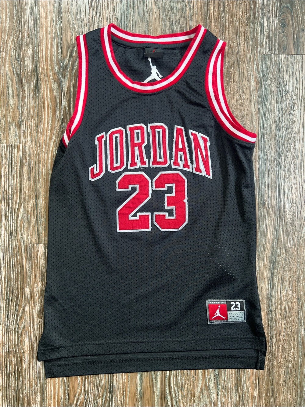 Jordan Black and Red 23 Basketball Jersey Small Kids 8-10 years